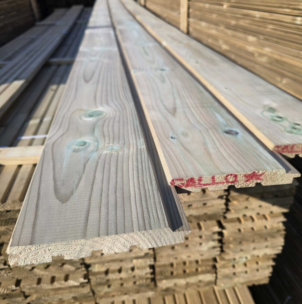 Premium Pinewood Pressure Treated T&G cladding 21mm x 145mm
