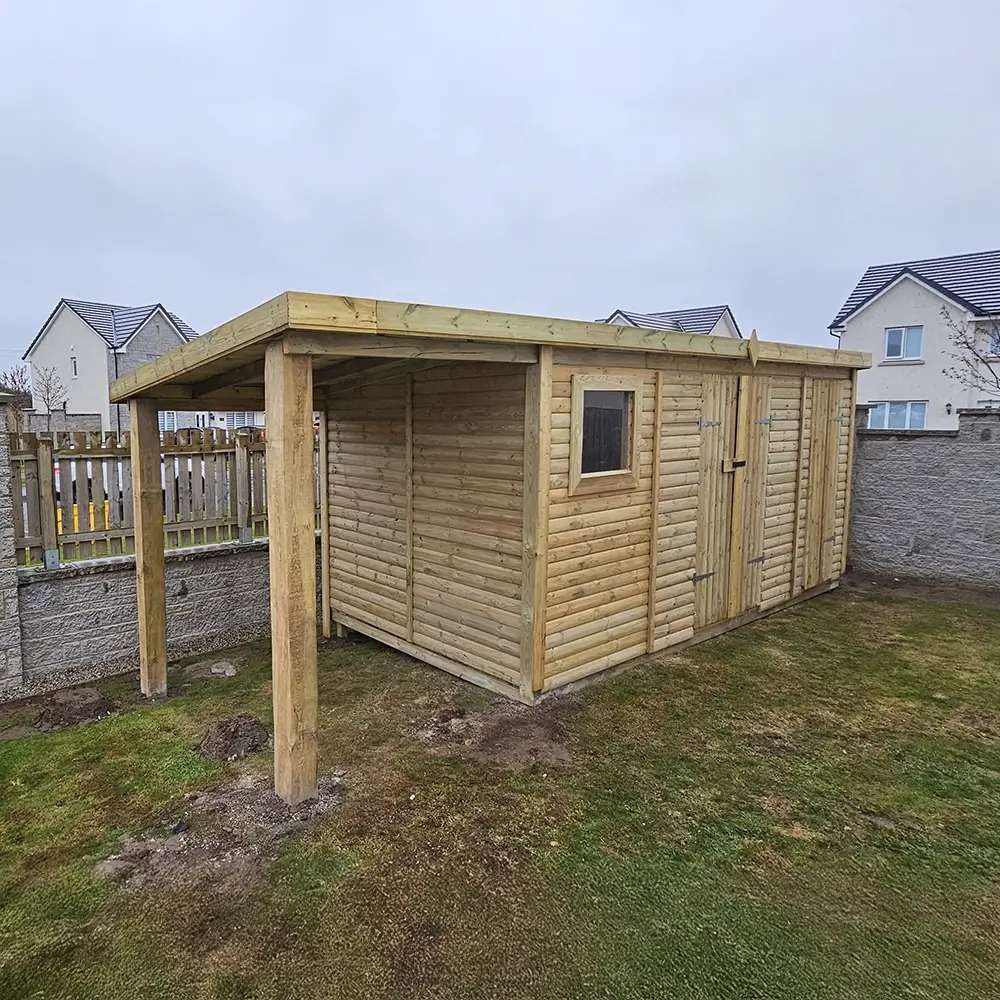 Pent Roof Canopy Shed with an optional Side Canopy -G&A Timber Aberdeen